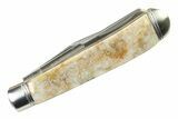 Pocket Knife With Lace Agate Inlays & Matching Base #337600-2